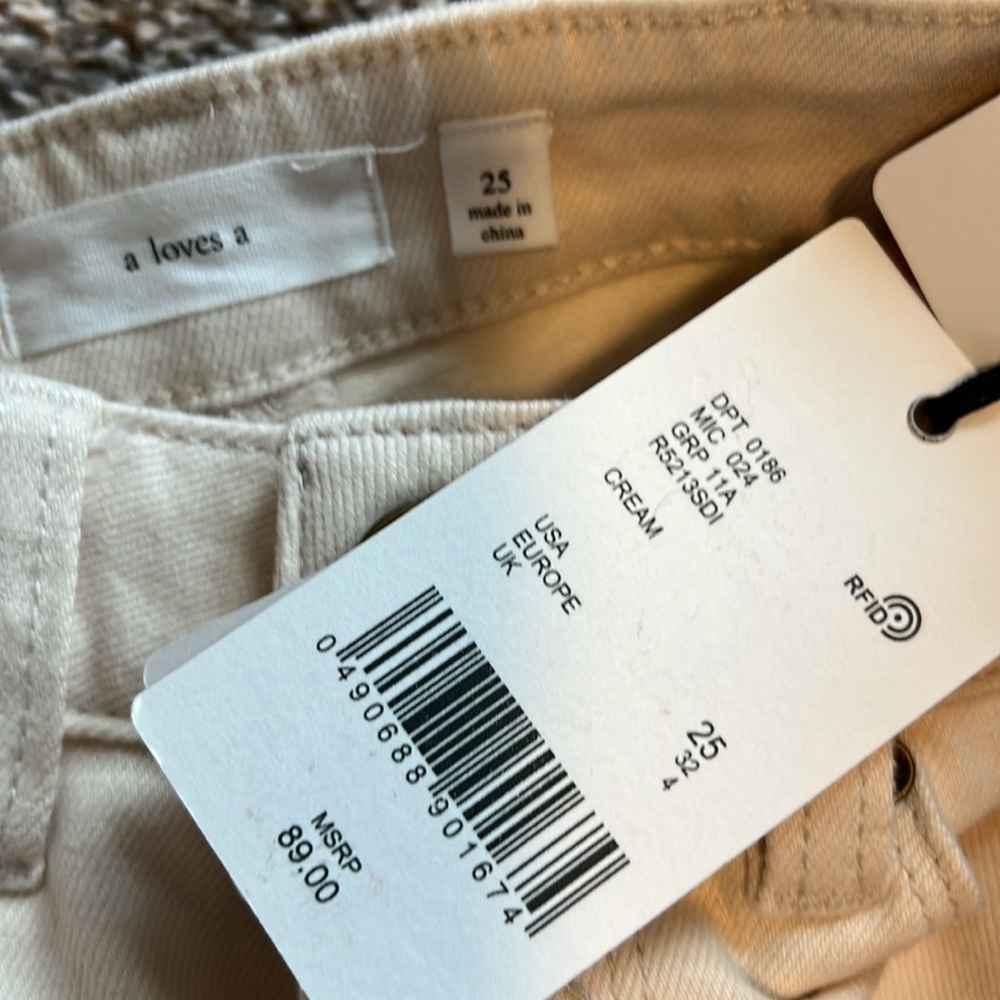 High Rise Slender Straight Jeans In Cream - Picture 6 of 6